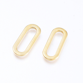 2 x RVS 304 gesloten ring ovaal 16 x 6,5 mm – opening 13 x 3 mm – goudkleur