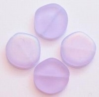 10 x Glaskraal plat rond mat lila met glans 18 mm