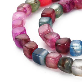 10 x Agaat edelsteen kralen kubus 5-8 x 4-8 x 4-6 mm – gat 1,2 mm – Old Rose