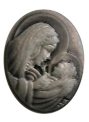 2 x Prachtige Camée van Resin bronskleur moeder met baby 36 x 28mm