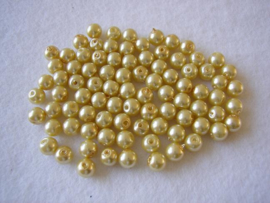 80 x  glasparels 6mm Gat: 1mm kleur:  Goud geel