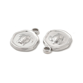 1 x Non-Tarnish RVS 304 schildpad bedel 16,5 x 13 x 2,5 mm oogje 2mm