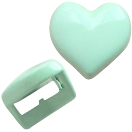 5 x Chill metalen schuiver hart pastel turquoise groen c.a. 5mm (Nikkelvrij)