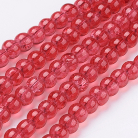 20 x Crackle glaskraal red 4mm gat c.a. 1mm