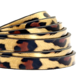 1 meter plat 5mm imi leer leopard print Gold