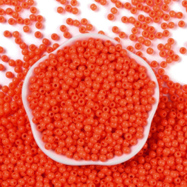 20 gram Acryl rocailles 4 x 3,5 mm – gat 1,6 mm – Orange Red