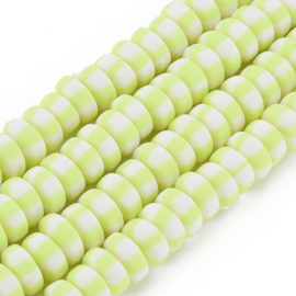 20 x Polymeer kralen rondellen 7mm White-neon yellow