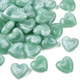 10 x Acryl kralen hart two tone opaque 22 mm – T-geboord – gat 2–2,4 mm – Medium Sea Green