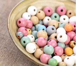 10 x  Houten Kralen (12 mm) Harbor Grey gat: 3mm