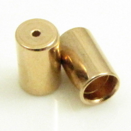 1 x DQ metaal  Eindkap 3 x 5 mm diameter 2 mm gat 1,3 rijggat Rose goldkleur (Nikkelvrij)