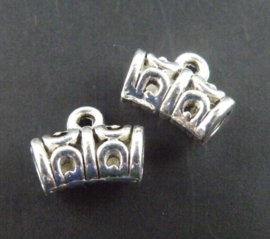 10 x Tibetaans zilveren hanger bails 11 x 9 x 5,5mm oogje: 2mm  zilver kleur