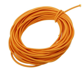 8 meter rond elastisch koord van rubber voorzien van een laagje stof 1mm oranje