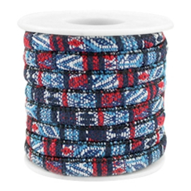 20 cm Trendy gestikt koord 6x4mm Multicolor dark blue-red