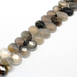 Per stuk Prachtige Faceted Drop Natural Grey Agate kraal 18 x 13 x 6 mm gat: 1,5mm