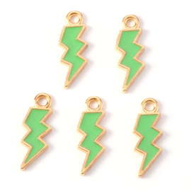 4 x  Bedel Enamel bliksem 20 x 7 x 1,5mm oogje: 2mm Light gold Lime