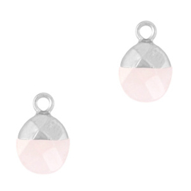1 x Natuursteen hangers Crystal Icy pink-silver