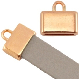 DQ metaal eindkapje vierkant (voor 5/10mm plat leer/aztec) Rosé goud (nikkelvrij)  ca. 13x12mm (Ø10x2mm)  (Nikkelvrij)