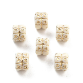 10 x Acryl kralen plat rond met hart 8 mm – gat 3,8 mm – goudkleur