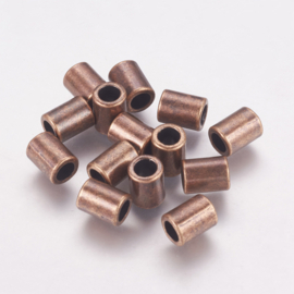 20 x  tibetaans zilveren spacer kraal 8 x 6mm gat: 4mm rood koper kleur