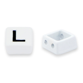 2 x metalen Tile beads L White-black ca. 8x8mm (Ø1.2mm)