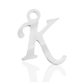 Roestvrij stalen (RVS) Stainless steel bedels initial K