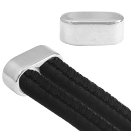 1 x Eindkapje metaal DQ dubbel Ø10mm Antiek zilverkleur ca. 23x13mm (Ø10mm) (Nikkelvrij)