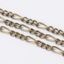 50 cm Jasseron ketting Figaro – geel koperkleur (nikkelvrij) – 3,5 x 7 mm / 3 x 4 mm – draad 1 mm / 0,83 mm