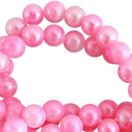 15 x Glaskraal gemêleerd 8 mm Pink