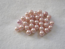 30 x prachtige glasparel 8mm Gat: 1mm kleur: Roze