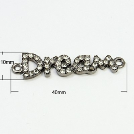 Schitterende tussenzetsel Dream (droom) met strass, 5 verschillende kleuren 40 x 10 x 2,5mm, Gat: 2mm