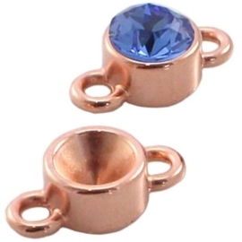 1 x Puntsteen Setting SS29 DQ twee ogen Rose gold 8mm (Nikkelvrij)