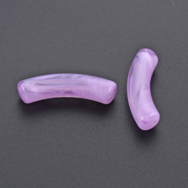 10 x Acryl kralen tube  transparant Violet ca. 33x8mm (gat Ø1.6mm)