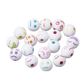 25 x ronde acryl kralen met stemmings gezichtjes