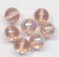 10 x  Glaskraal rond transparant peach zalm-roze AB 12 mm