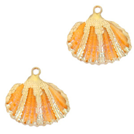 1 x Schelp hangers specials Kokkel Gold-Nectarine orange  (Nikkelvrij)