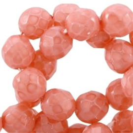 10 x Tsjechische kralen facet DQ pastel 8mm Coral rose