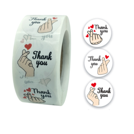 1 rol 500 stickers Wensetiket zegel rond 25mm Thank You