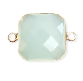 Crystal glas tussenstukken vierkant 16x16mm Crysolite green opal-Gold (Nikkelvrij)