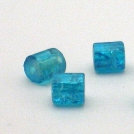 30 x crackle glas kralen cilinder vorm 7 x 8mm gat: 1,5mm turquoise