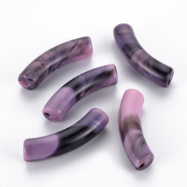 5 x Acryl kralen tube opaque gemstone style Plum ca. 33x8mm (gat Ø1.6mm)