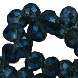 15 x Topfacet kralen 8x6 mm Dark Blue Montana Grey