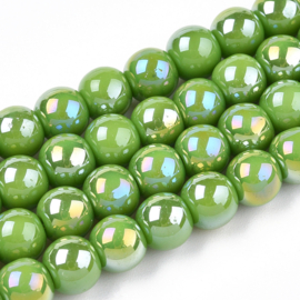 15 x Diamond coated glaskralen 6~6,5 mm, gat: 1,4 mm, Lime Green