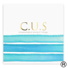 1 x C.U.S® sieraden lint Dip dye turquoise blue ca. 65x1.2cm