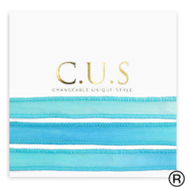 1 x C.U.S® sieraden lint Dip dye turquoise blue ca. 55x1.2cm