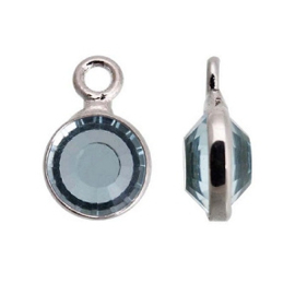 1 x DQ facethanger gekleurd Licht Aquamarijn- crystal-platinum 7x10 mm (Nikkelvrij)