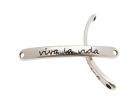 1 x DQ metaal tussenstuk antiek zilver kleur ca.43 x 5mm viva la vida, oogje 2,5mm (Nikkelvrij)