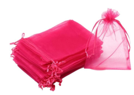 50 x Organza zakjes 12,5 x 18cm Hot Pink