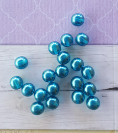 25 x  transparante  DQ glasparel 8mm kleur: Teal gat: 1mm