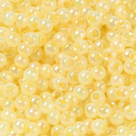 20 gram Glaskralen rocailles Ceylon 4 x 3 mm – gat 1,2 mm – Champagne Yellow
