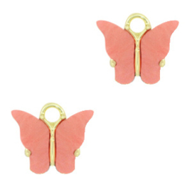 2 x Resin hangers vlinder Gold-coral red